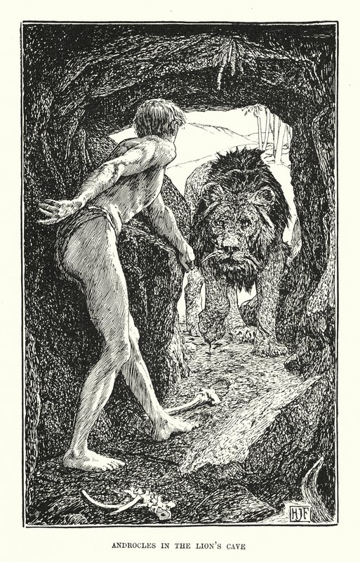 Androcles en la cueva del león (grabado) de Henry Justice Ford