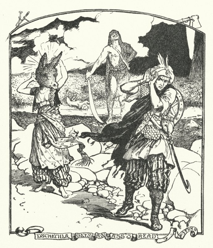Dschemila obtiene una cabeza de asno (grabado) de Henry Justice Ford