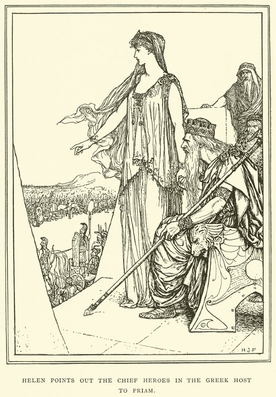 Helena Señala a los Héroes Principales en el Ejército Griego a Príamo de Henry Justice Ford
