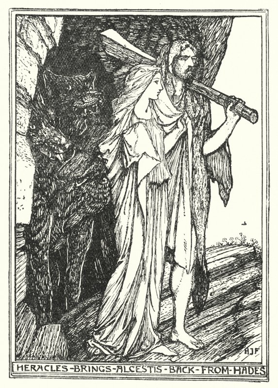 Heracles trae a Alcestis de vuelta del Hades de Henry Justice Ford