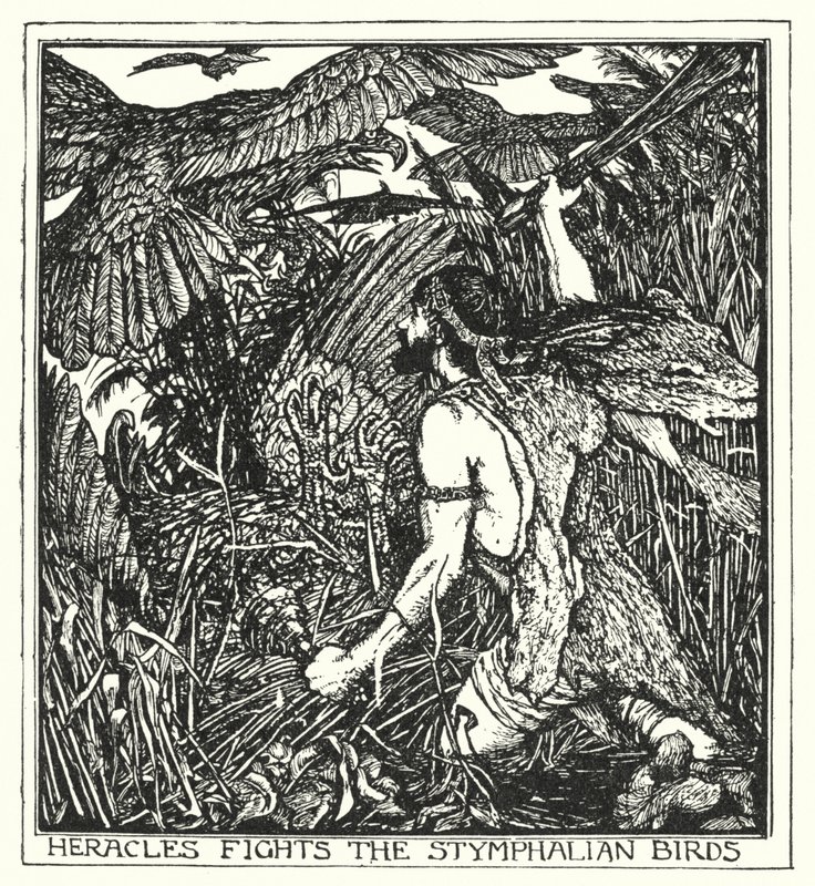 Heracles lucha contra los pájaros de Estinfalia de Henry Justice Ford
