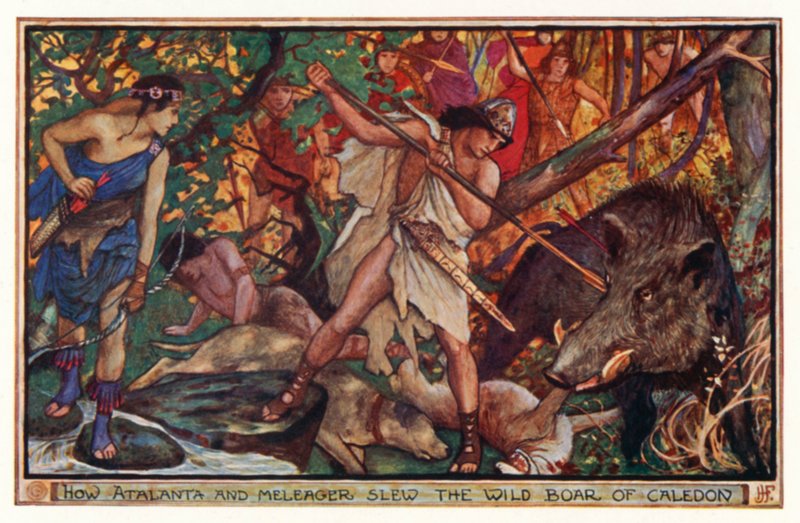 Cómo Atalanta y Meleagro mataron al jabalí salvaje de Caledonia de Henry Justice Ford
