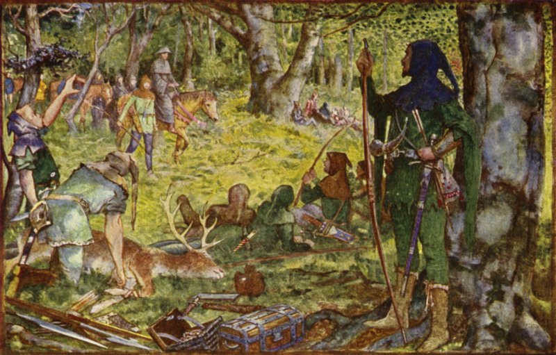 Cómo el rey, disfrazado de abad, visitó a Robin bajo el árbol verde de Henry Justice Ford