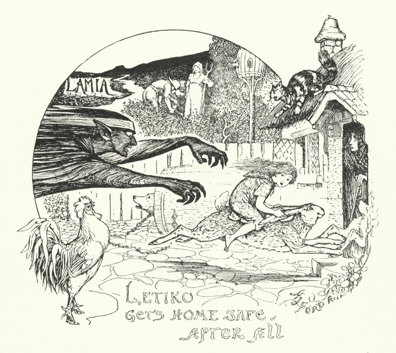 Letiko llega a casa sano y salvo después de todo (grabado) de Henry Justice Ford
