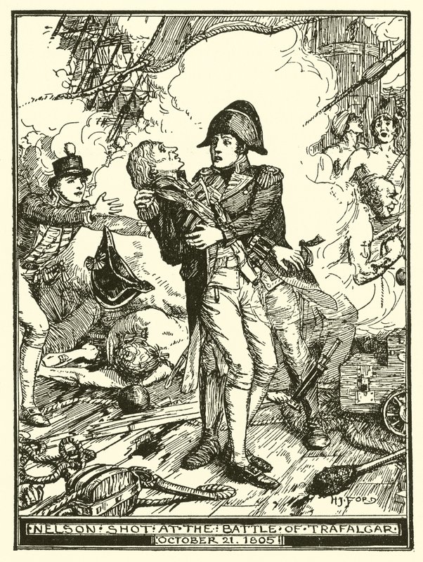 Nelson herido en la batalla de Trafalgar, 21 de octubre de 1805 de Henry Justice Ford