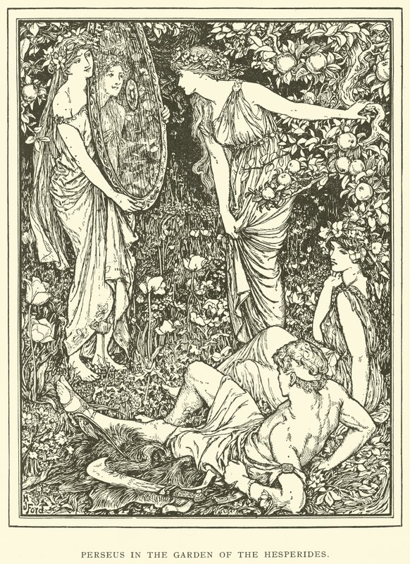 Perseo en el jardín de las Hespérides de Henry Justice Ford
