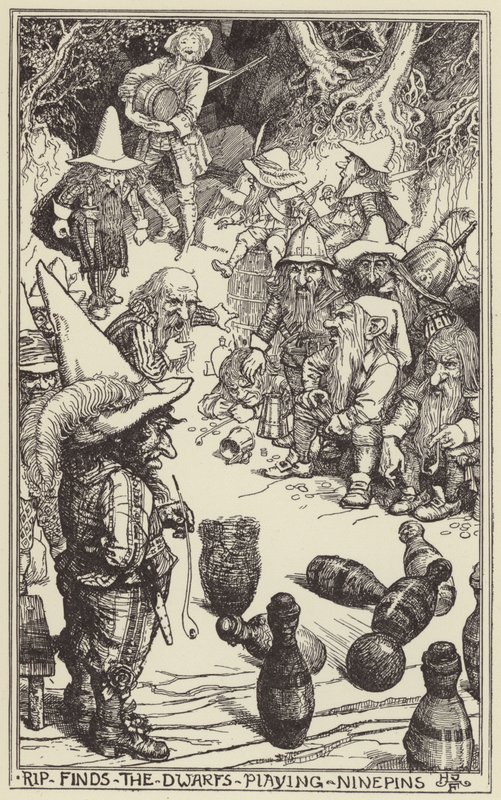 Rip encuentra a los enanos jugando a los bolos de Henry Justice Ford