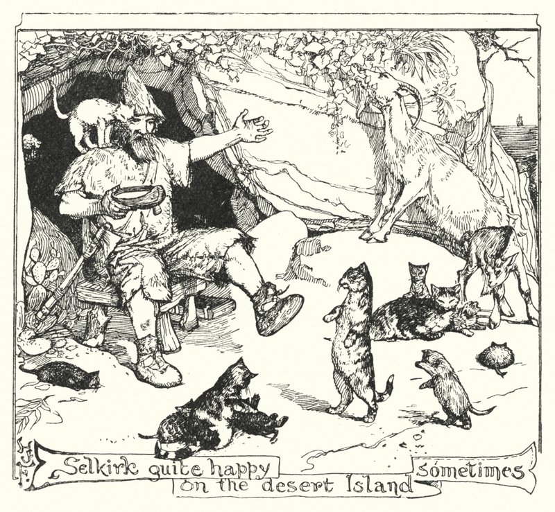 Selkirk bastante feliz en la isla desierta a veces de Henry Justice Ford