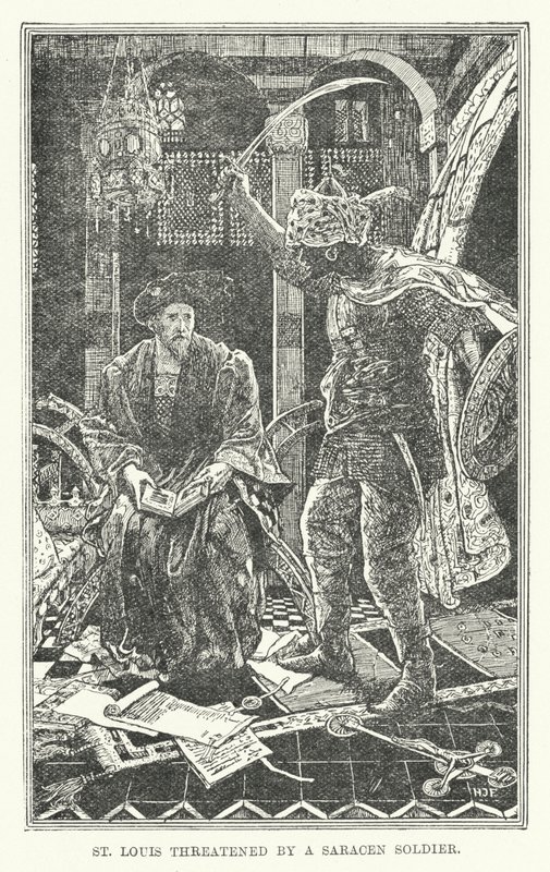 San Luis amenazado por un soldado sarraceno de Henry Justice Ford
