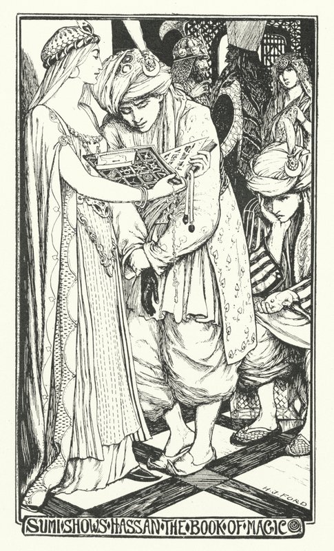 Sumi muestra a Hassan el libro de magia de Henry Justice Ford