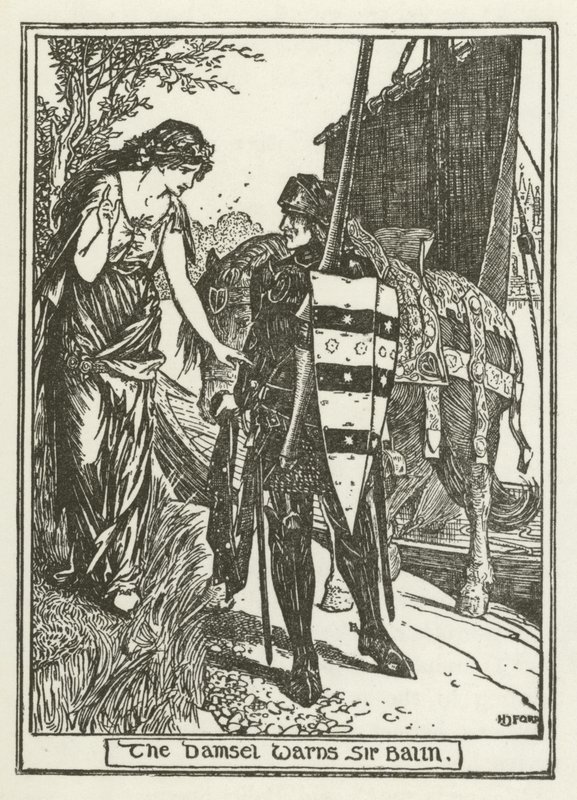 La doncella advierte a Sir Balin de Henry Justice Ford