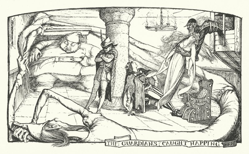 Los guardianes atrapados durmiendo (grabado) de Henry Justice Ford