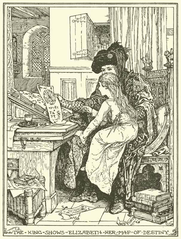 El rey muestra a Isabel su mapa del destino de Henry Justice Ford