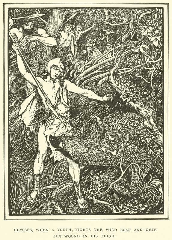 Ulises, cuando era Joven, Lucha contra el Jabalí y se Hiende en el Muslo de Henry Justice Ford