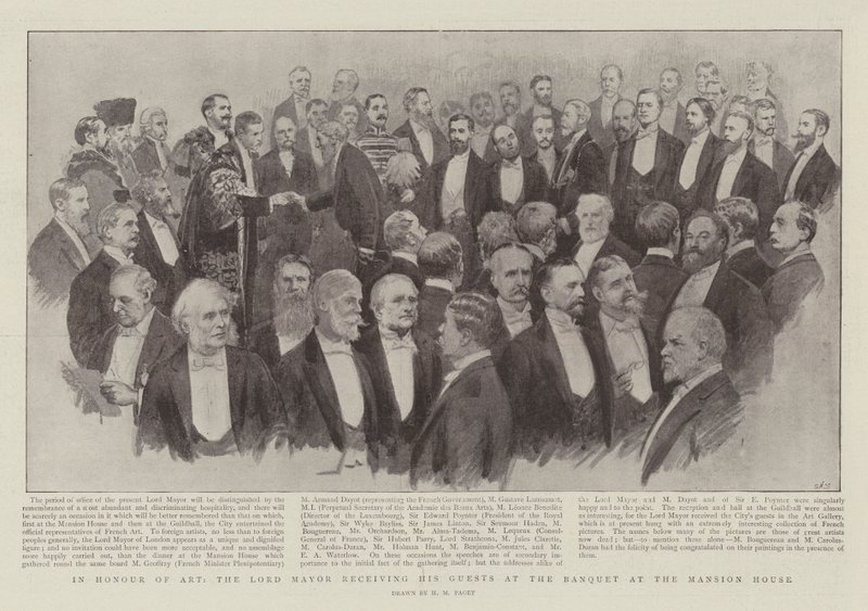 En honor al arte, el alcalde recibiendo a sus invitados en el banquete en la Mansion House de Henry Marriott Paget