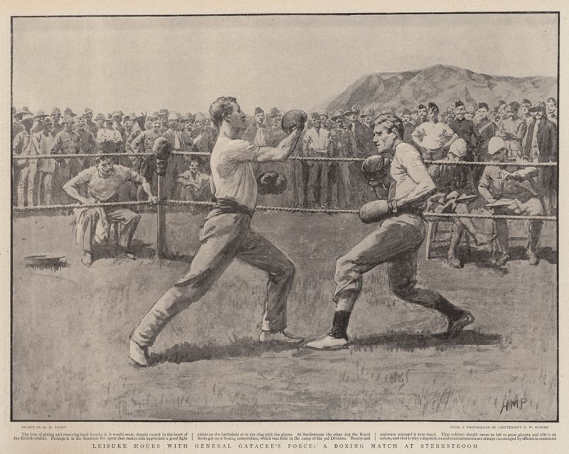 Horas de ocio con la fuerza del General Gatacre, un combate de boxeo en Sterkstroom de Henry Marriott Paget