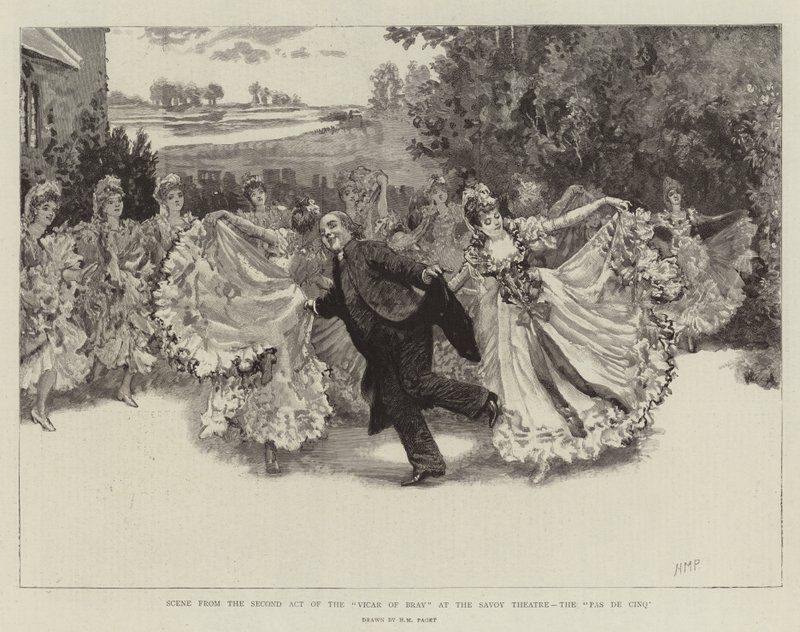 Escena del Segundo Acto del Vicar of Bray en el Teatro Savoy, el Pas de Cinq de Henry Marriott Paget