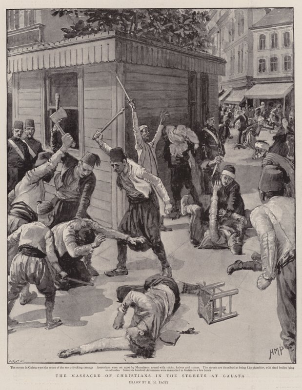 La masacre de cristianos en las calles de Galata de Henry Marriott Paget