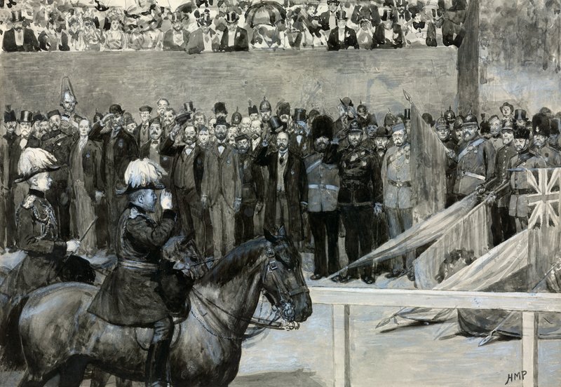 El príncipe de Gales en la revisión de voluntarios, desfile de la Guardia de Caballos de Henry Marriott Paget