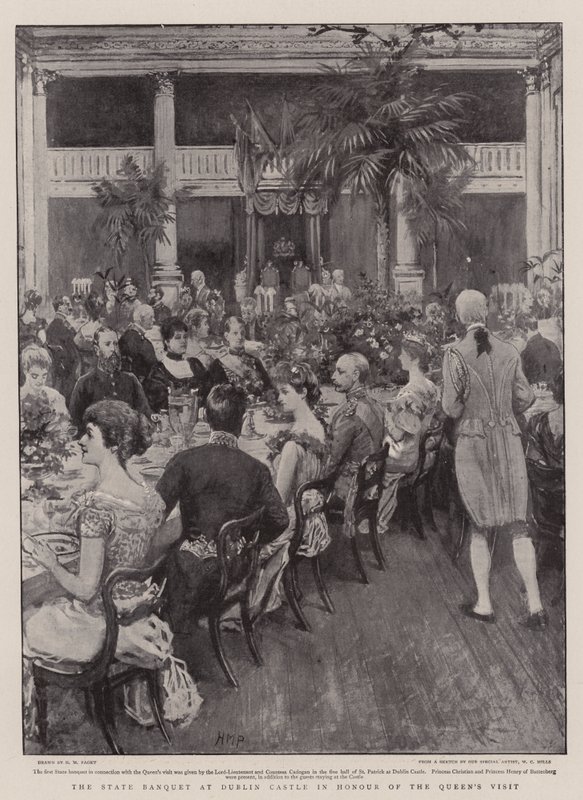 El banquete estatal en el Castillo de Dublín en honor a la visita de la Reina de Henry Marriott Paget