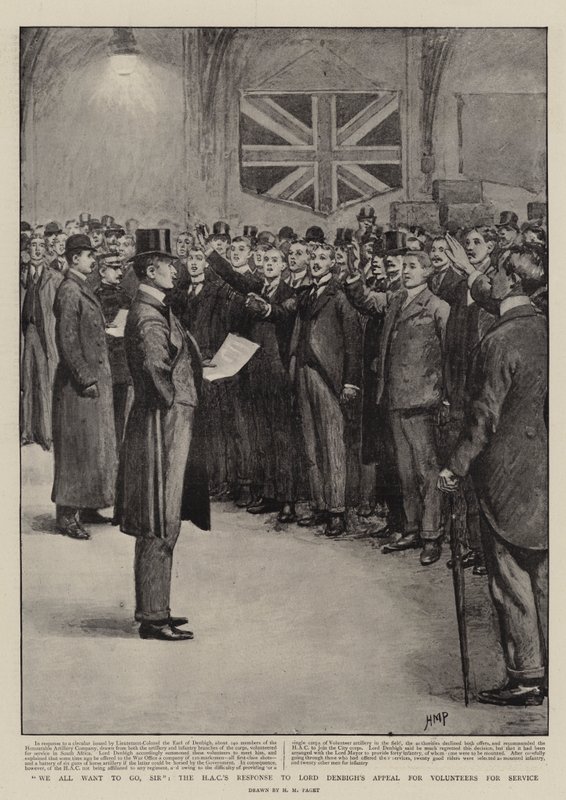 Todos queremos ir, señor, la respuesta del HAC al llamamiento de Lord Denbigh para voluntarios para el servicio de Henry Marriott Paget