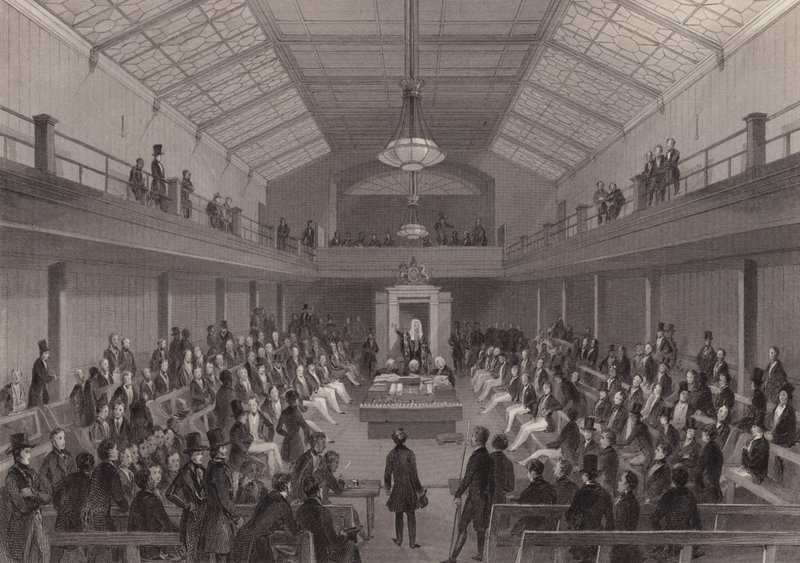 El Portavoz reprendiendo a una persona en el bar de la Cámara de los Comunes, Westminster, Londres de Henry Melville