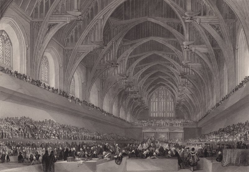 Juicio de Warren Hastings, Gobernador General de Bengala, en Westminster Hall, Londres de Henry Melville