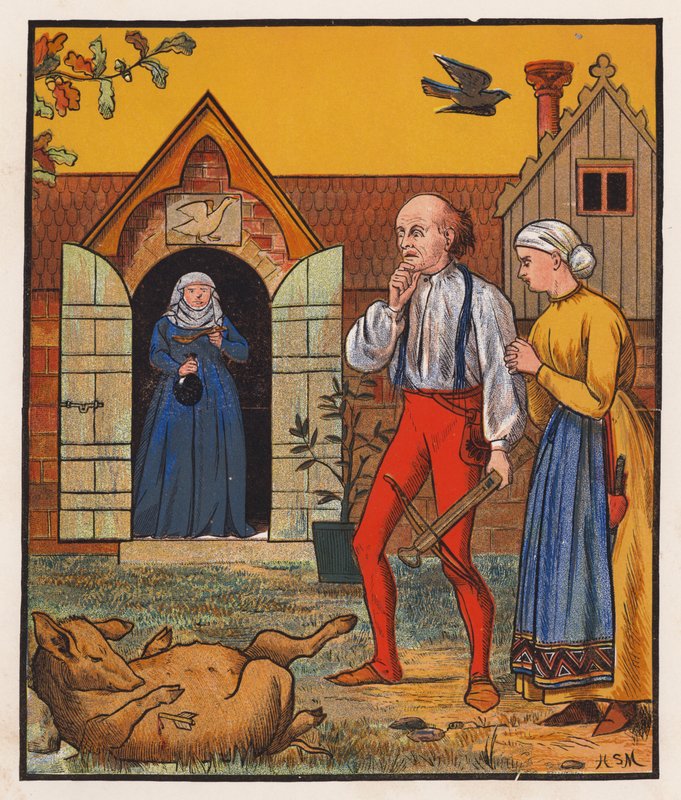 El sastre y el cuervo (litografía en color) de Henry Stacy (after) Marks