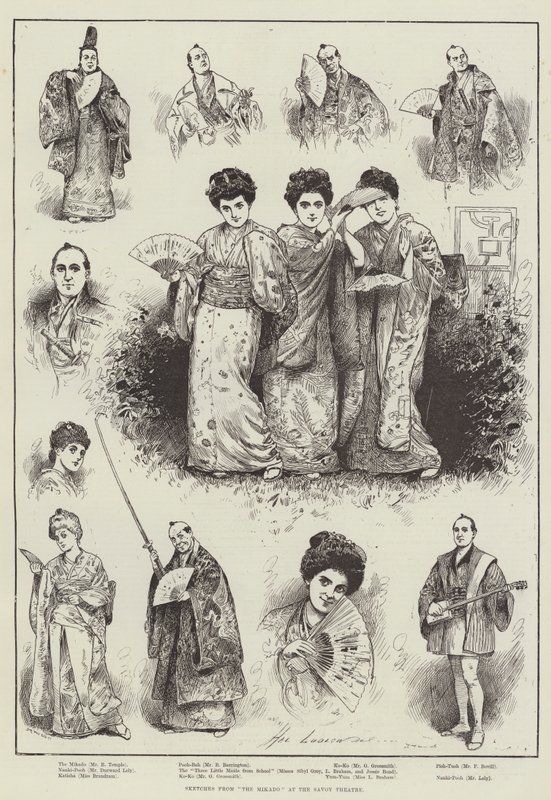 Bocetos de "El Mikado" en el Teatro Savoy de Henry Stephen (b.1861 fl.1880 1925) Ludlow