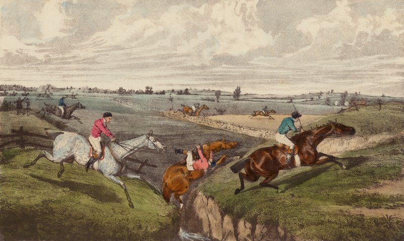 A Steeple-Chase (litografia en color) de Henry Thomas (after) Alken