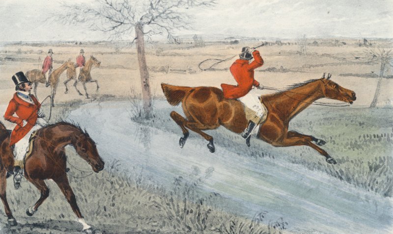 Mytton en "Baronet" despeja nueve yardas de agua (litografía) de Henry Thomas (after) Alken