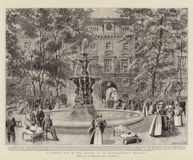 Un día de verano en el jardín del Hospital de San Bartolomé de Henry William Brewer