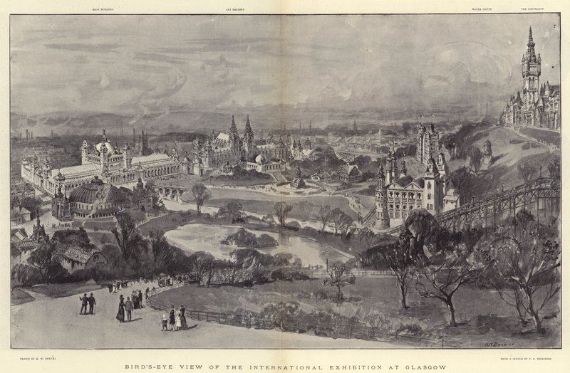 Vista aérea de la Exposición Internacional en Glasgow de Henry William Brewer