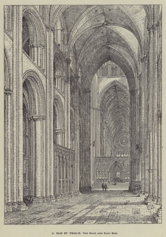 Antigua Catedral de San Pablo, la nave y el extremo este de Henry William Brewer