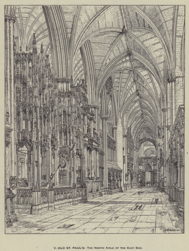 Antigua Catedral de San Pablo, el pasillo norte del extremo este de Henry William Brewer