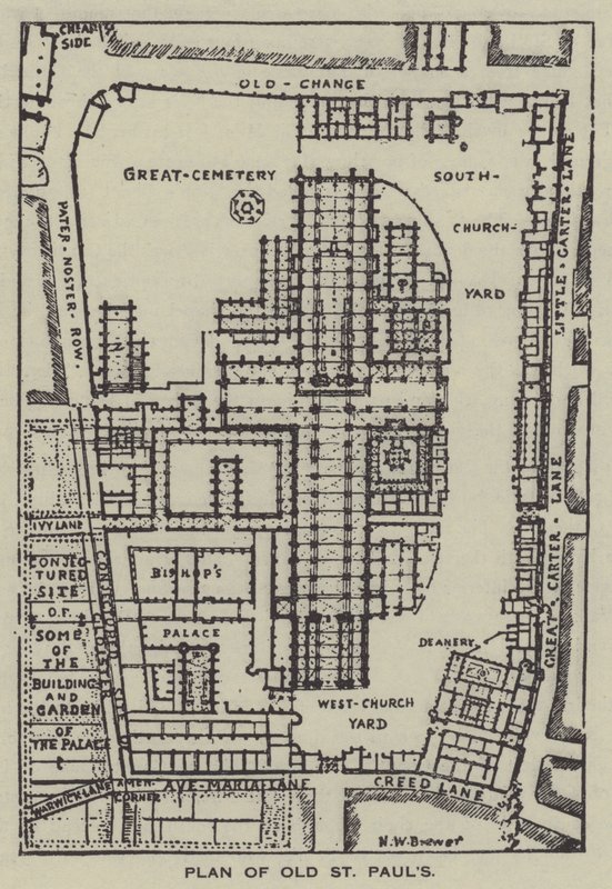 Plano de la Antigua Catedral de San Pablo de Henry William Brewer