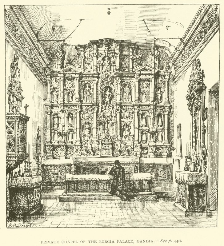 Capilla Privada del Palacio Borgia, Gandía (grabado) de Henry William Brewer