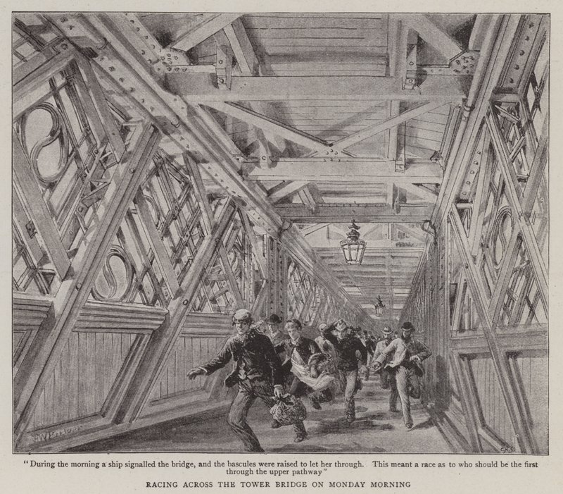 Carrera a través del Puente de la Torre el lunes por la mañana de Henry William Brewer