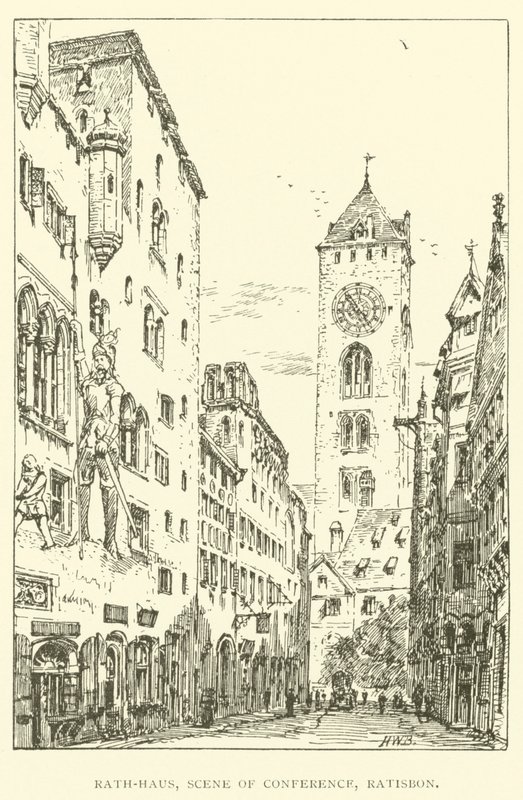 Rath-Haus, escena de la conferencia, Ratisbona de Henry William Brewer