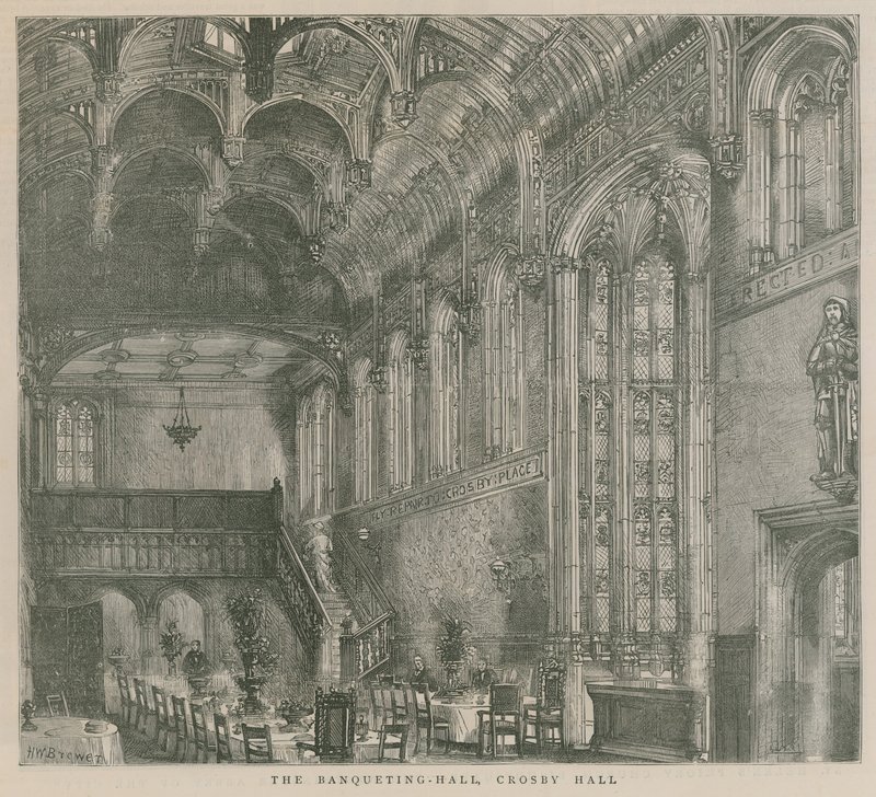El Salón de Banquetes, Crosby Hall, Londres de Henry William Brewer