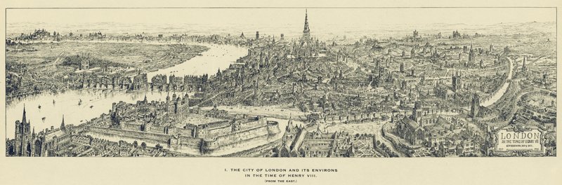 La ciudad de Londres y sus alrededores en tiempos de Enrique VIII, desde el este de Henry William Brewer