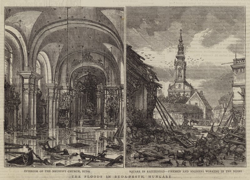 Las inundaciones en Buda-Pest, Hungría de Henry William Brewer