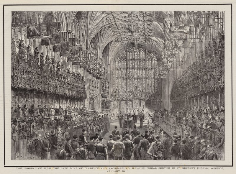 El funeral de SAR el difunto Duque de Clarence y Avondale, KG, KP, el servicio fúnebre en la Capilla de San Jorge, Windsor, 20 de enero de Henry William Brewer
