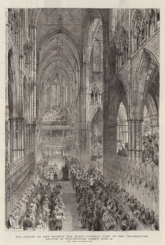 El Jubileo de Su Majestad la Reina, Vista General del Servicio de Acción de Gracias en la Abadía de Westminster, 21 de junio de Henry William Brewer