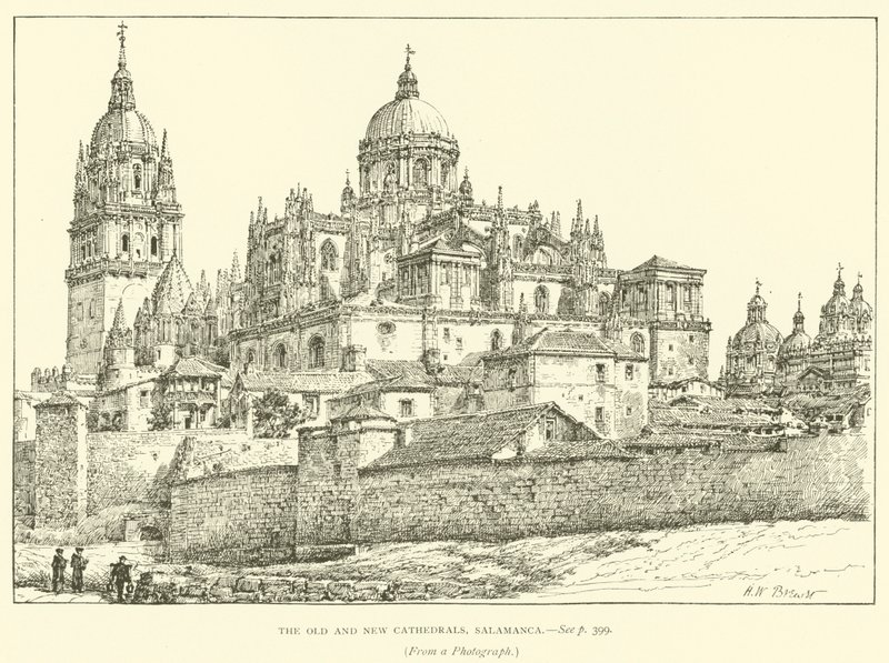 Las catedrales vieja y nueva, Salamanca (grabado) de Henry William Brewer
