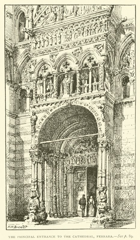 La entrada principal a la Catedral, Ferrara de Henry William Brewer