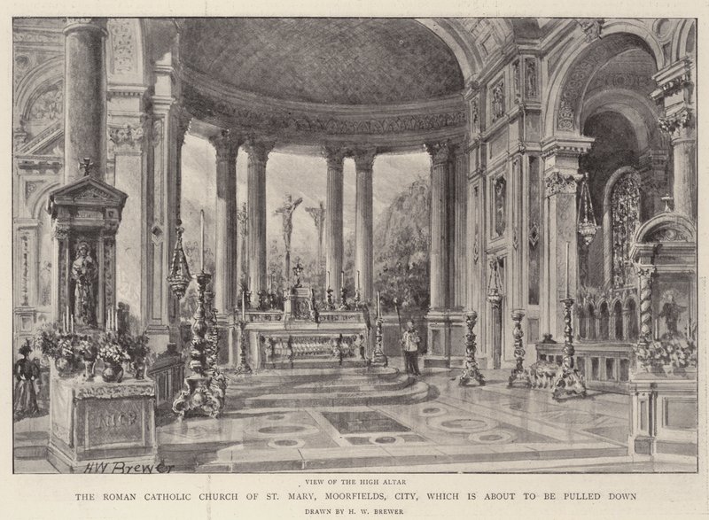 La Iglesia Católica Romana de Santa María, Moorfields, Ciudad, que está a punto de ser demolida de Henry William Brewer