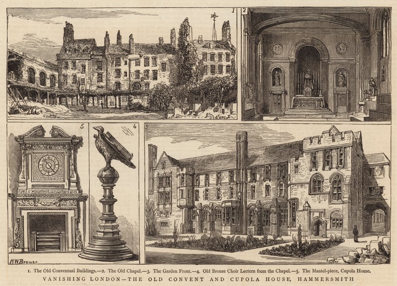 Londres desapareciendo, el antiguo convento y la Casa de la Cúpula, Hammersmith de Henry William Brewer