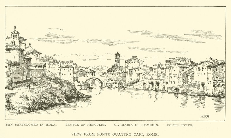 Vista desde Ponte Quattro Capi, Roma de Henry William Brewer