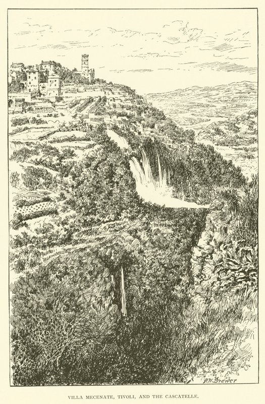 Villa Mecenate, Tívoli, y las Cascatelle de Henry William Brewer